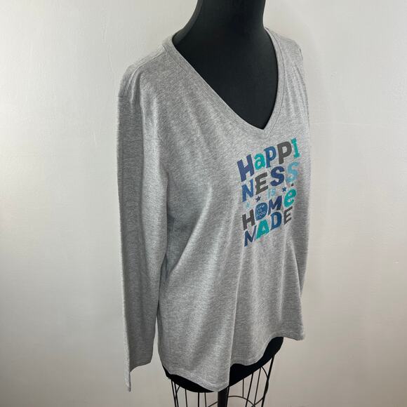 NWT Life is Good Long Sleeve Crusher Tee Happiness is Home V-Neck Gray L NEW - Picture 4 of 12